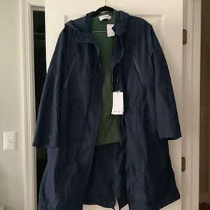Lacoste Women’s Parka Navy/Green with Inside Reversible Jacket Size 44/XL